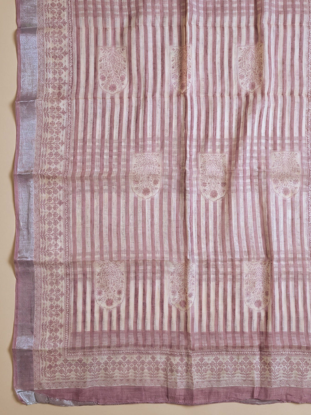 Dull Pink Embroidered Linen Blend Unstitched Suit With Pant &amp; Dupatta