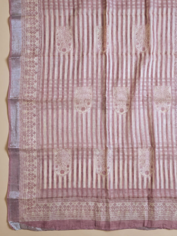 Dull Pink Embroidered Linen Blend Unstitched Suit With Pant &amp; Dupatta