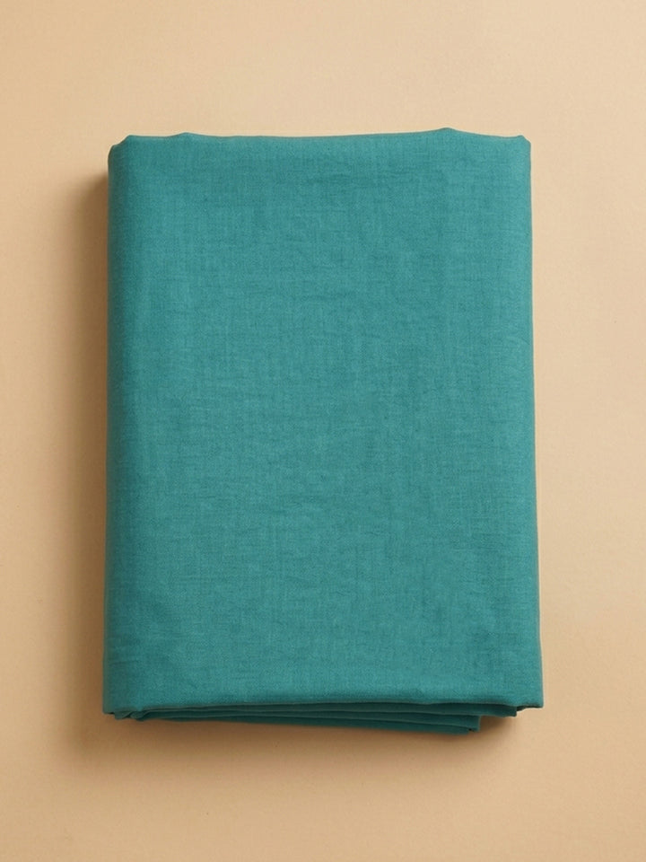Rama Green Printed Cotton Blend Unstitched Suit &amp; Pant With Cotton Dupatta