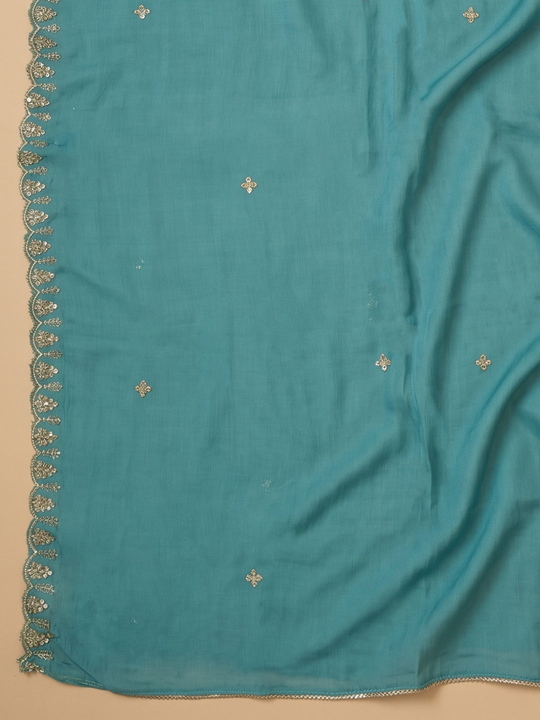 Firozee Embroidered Chanderi Unstitched Suit With Pant &amp; Dupatta