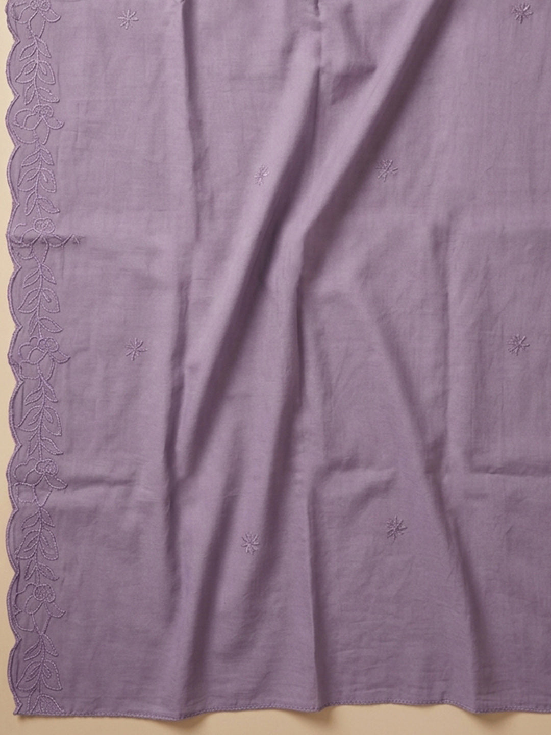 Lavender Embroidered Chanderi Unstitched Suit &amp; Pant With Chanderi Dupatta