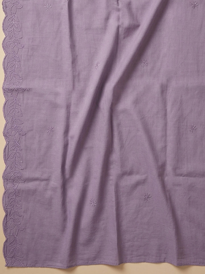 Lavender Embroidered Chanderi Unstitched Suit &amp; Pant With Chanderi Dupatta
