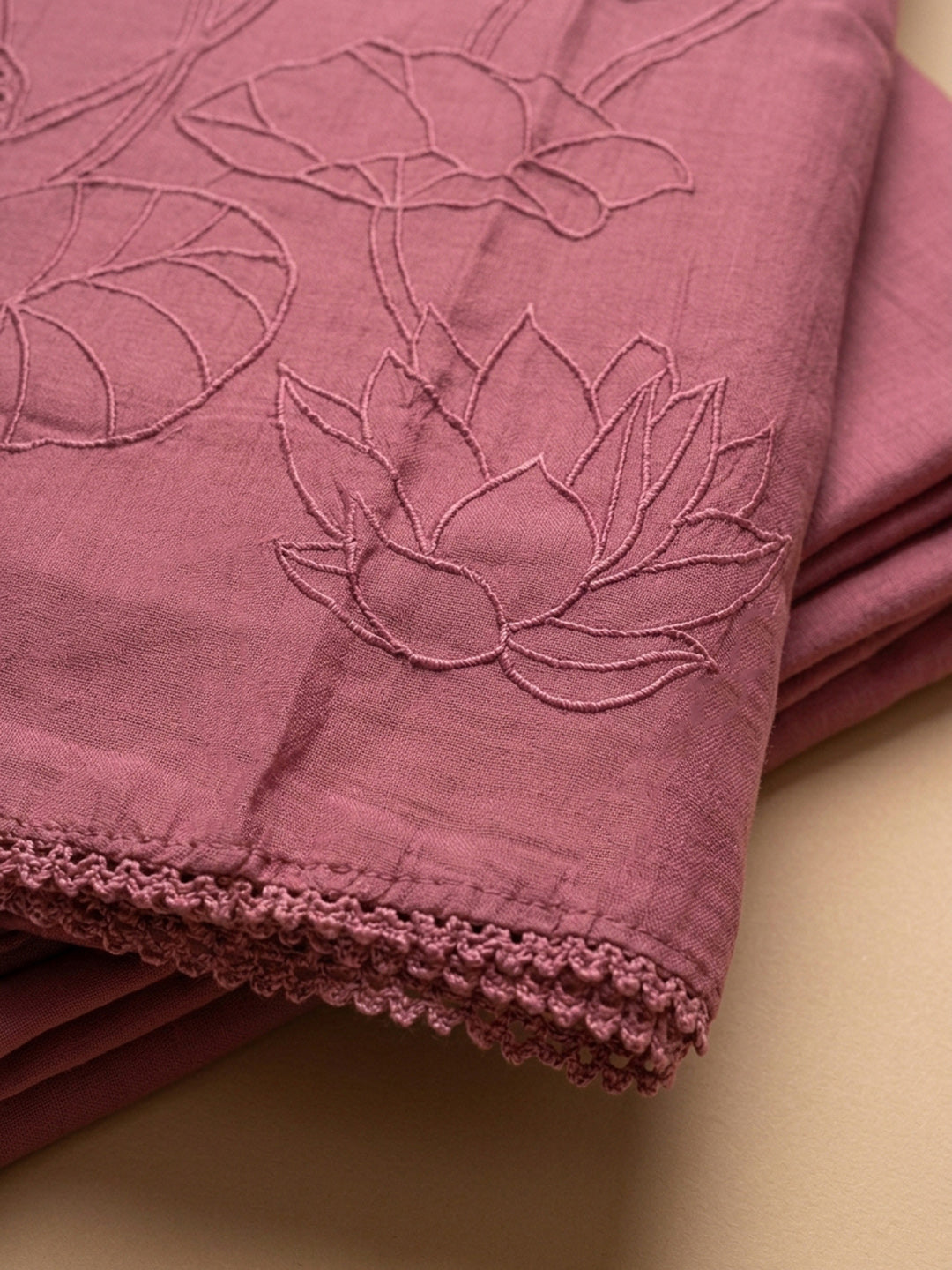Onion Pink Embroidered Chanderi Unstitched Suit &amp; Pant With Chanderi Dupatta