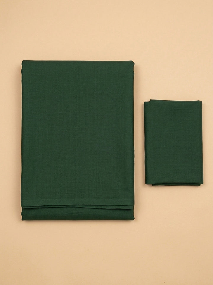 Bottle Green Embroidered Chanderi Unstitched Suit &amp; Pant With Chanderi Dupatta