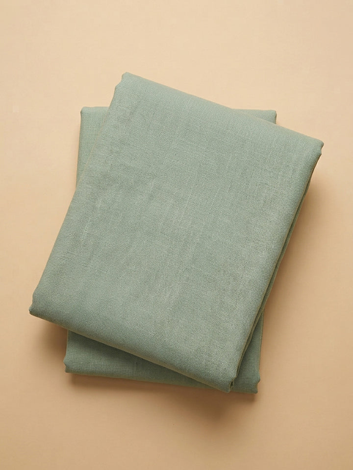 Aqua Green Printed Linen Blend Unstitched Dress Material