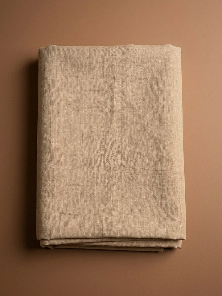 Beige Printed Linen Blend Unstitched Dress Material