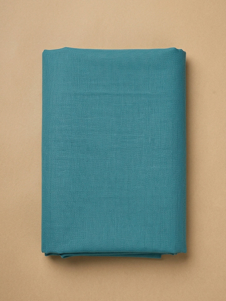 Sky Blue Printed Linen Blend Unstitched Dress Material