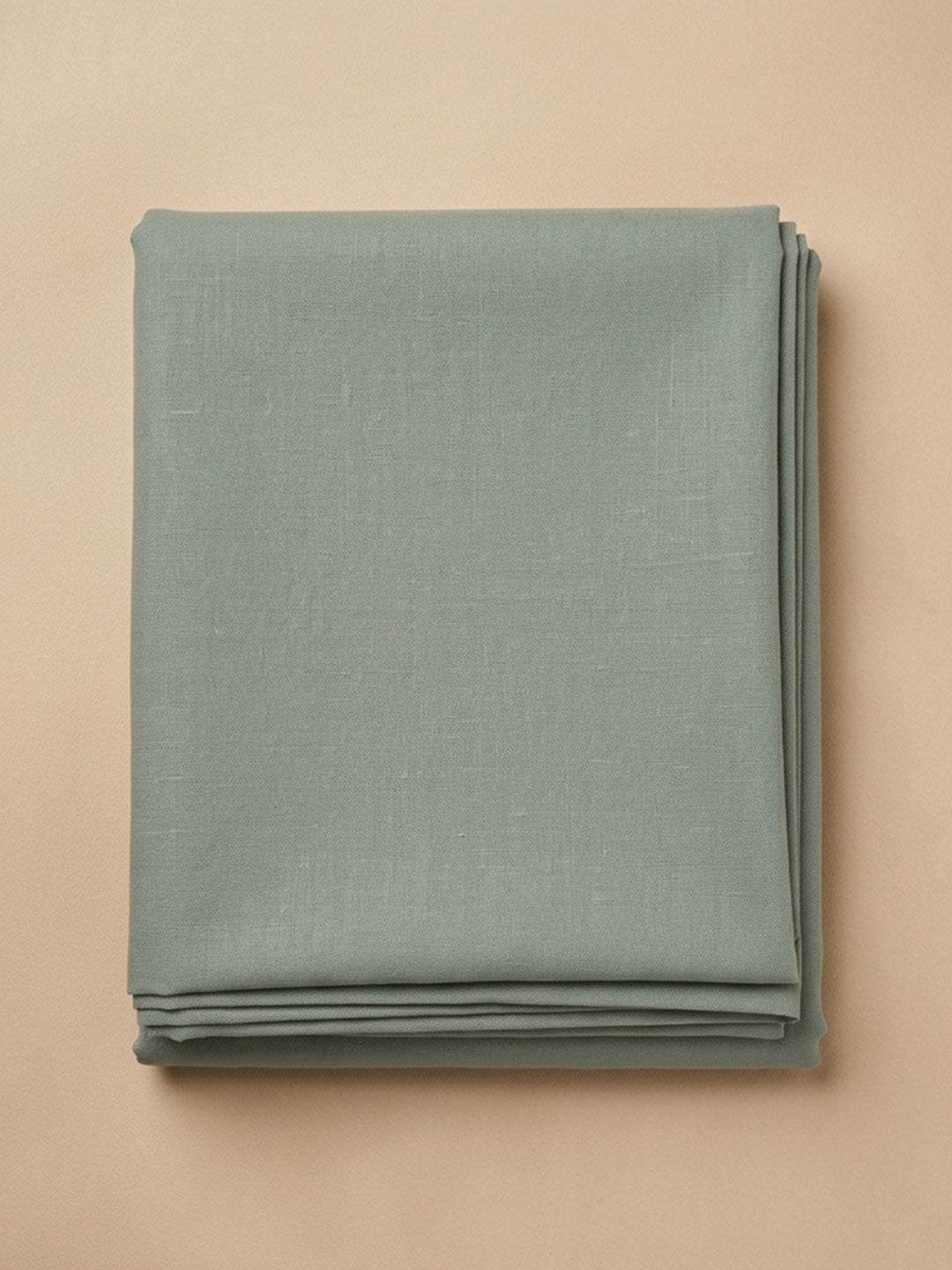 Green Printed Linen Blend Unstitched Suit &amp; Pant With Linen Dupatta