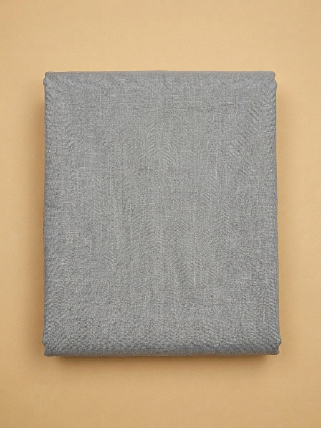 Grey Printed Linen Blend Unstitched Suit &amp; Pant With Linen Dupatta