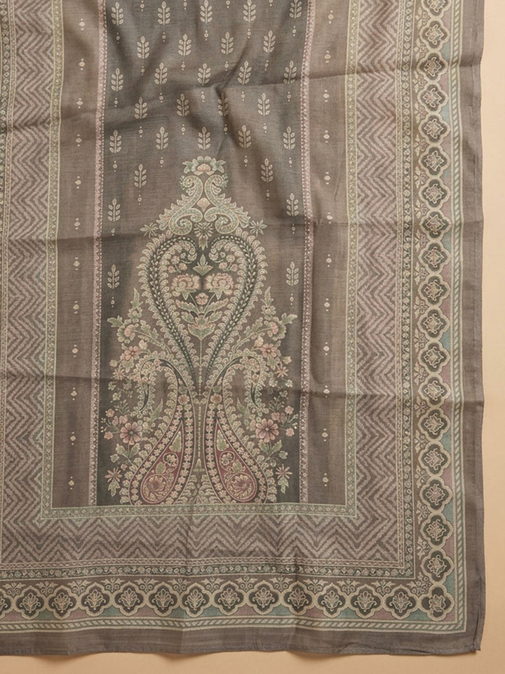 Mouse Printed Chanderi Unstitched Suit &amp; Pant With Chanderi Dupatta