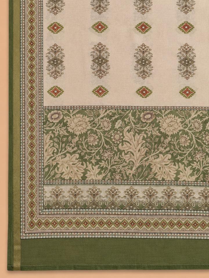 Green Embroidered Chanderi Unstitched Suit &amp; Pant With Chanderi Dupatta