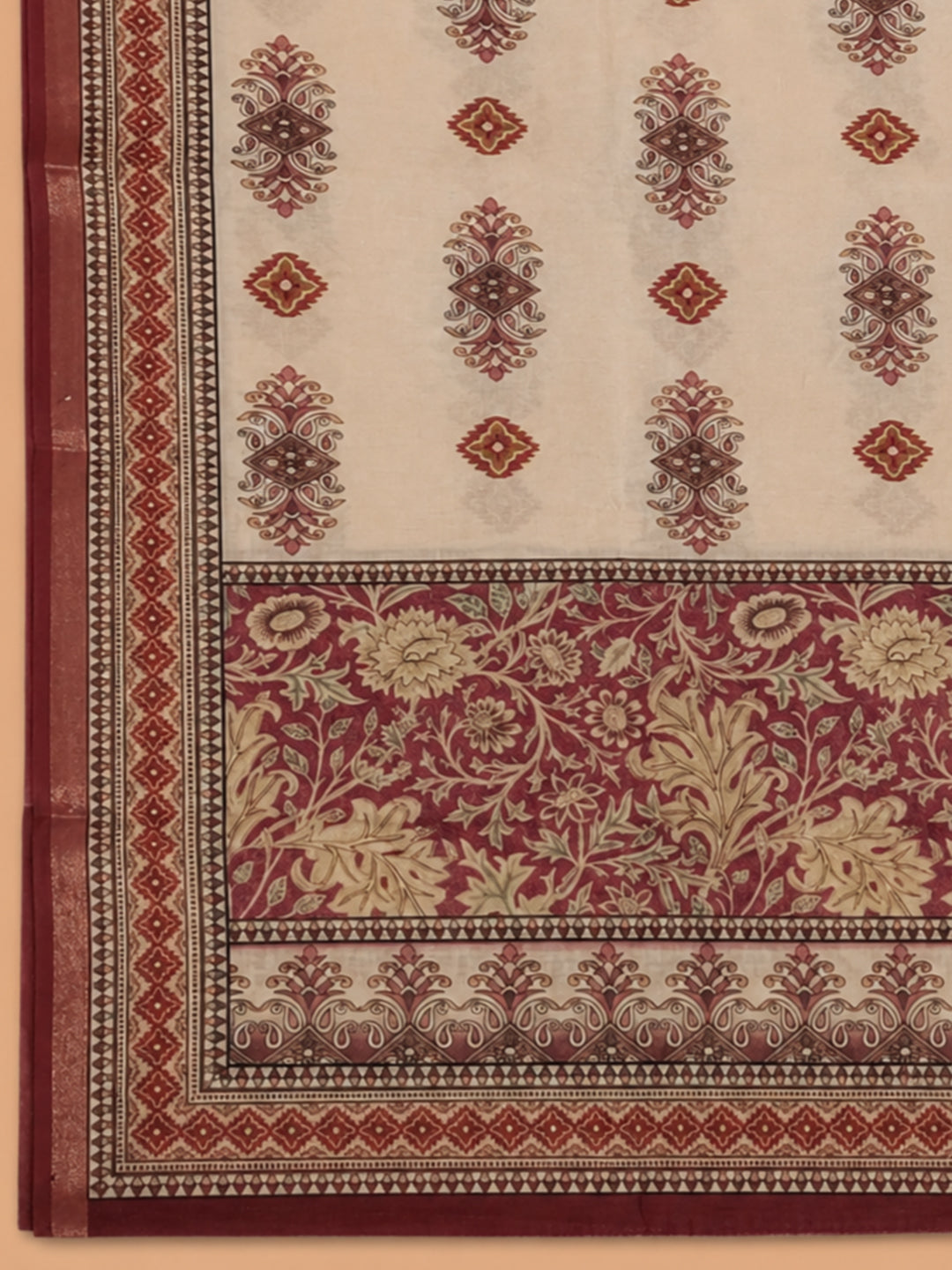 Pink Embroidered Chanderi Unstitched Suit &amp; Pant With Chanderi Dupatta
