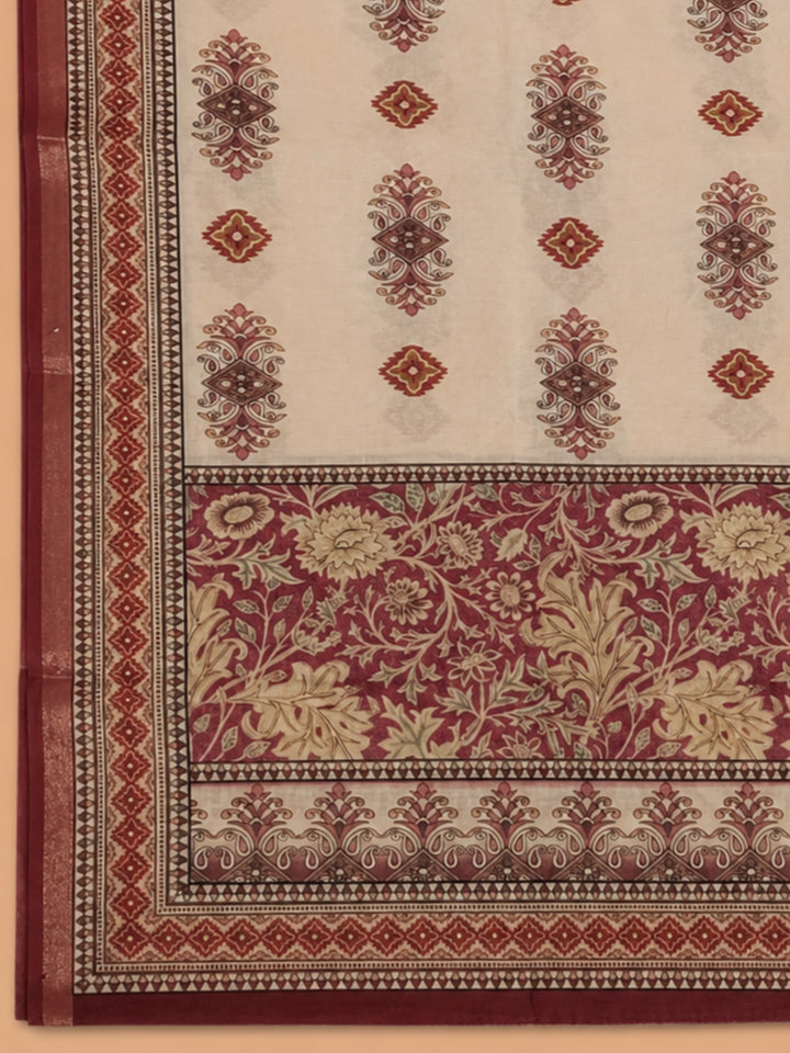 Pink Embroidered Chanderi Unstitched Suit &amp; Pant With Chanderi Dupatta
