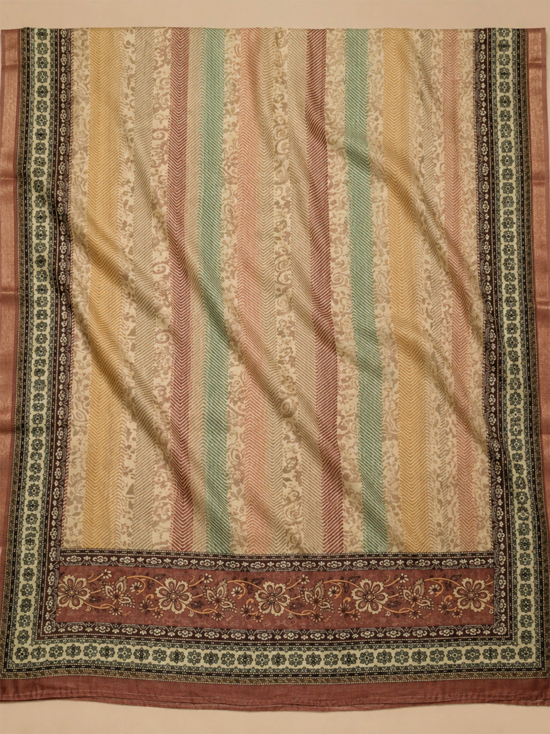Onion Pink Printed Chanderi Unstitched Suit &amp; Pant With Chanderi Dupatta