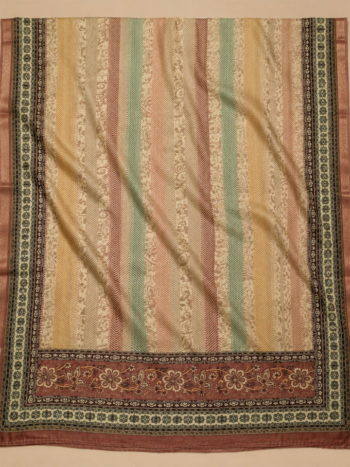 Onion Pink Printed Chanderi Unstitched Suit &amp; Pant With Chanderi Dupatta