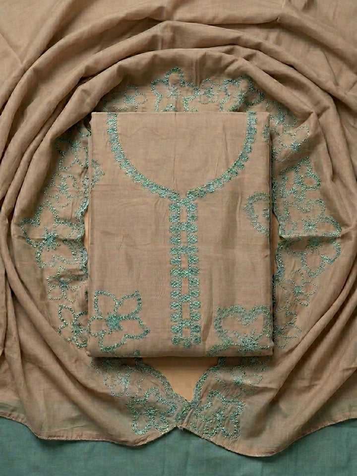 Firozee Embroidery Chanderi Unstitched Dress Material