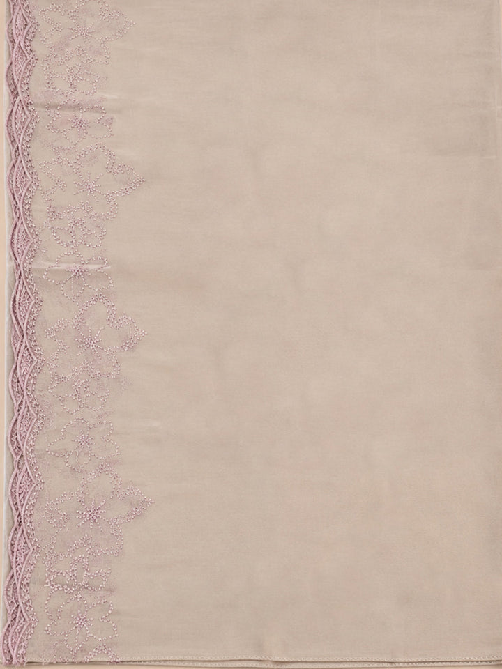 Onion Pink Embroidery Chanderi Unstitched Dress Material