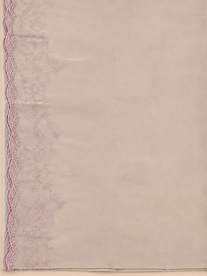 Purple Embroidery Chanderi Unstitched Dress Material