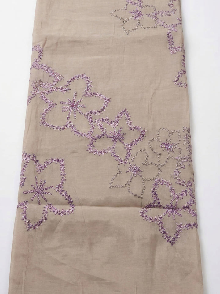 Purple Embroidery Chanderi Unstitched Dress Material