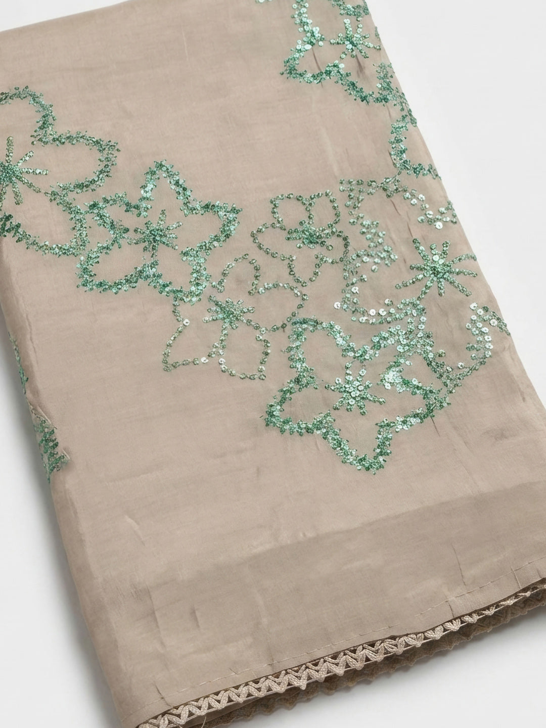 Rama Green Embroidery Chanderi Unstitched Dress Material