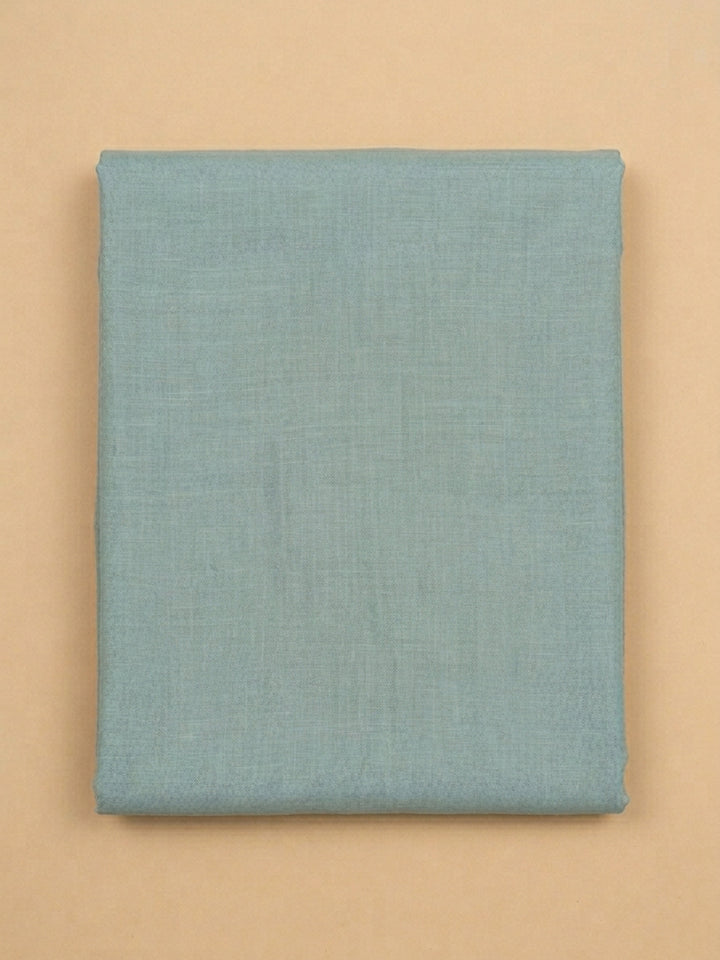 Grey Blue Printed Linen Blend Unstitched Dress Material