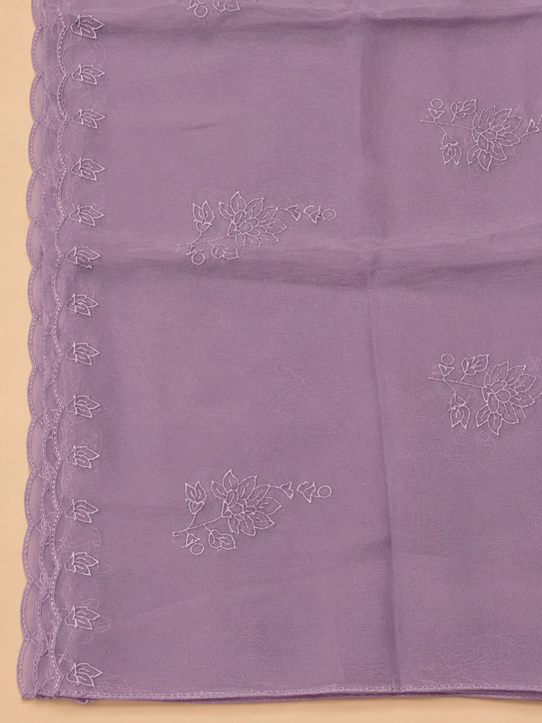 Lavender Embroidery Chanderi Unstitched Dress Material