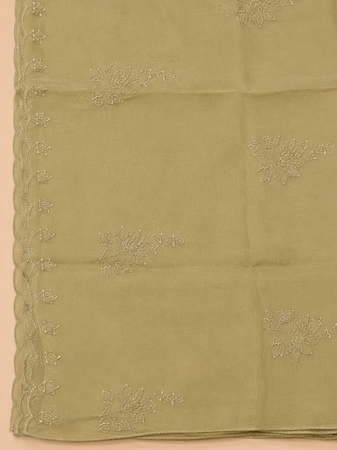 Mehndi Embroidery Chanderi Unstitched Dress Material