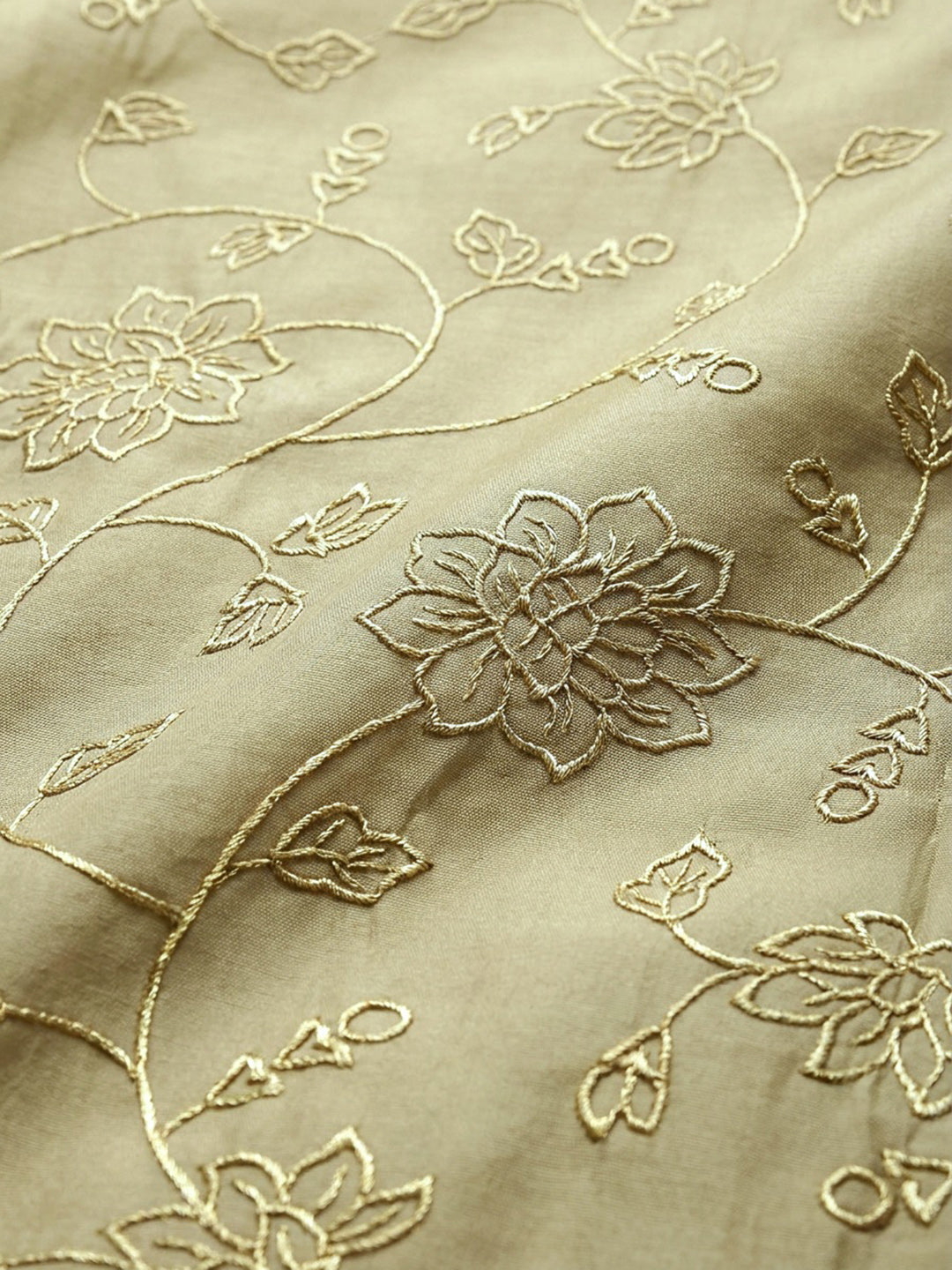 Mehndi Embroidery Chanderi Unstitched Dress Material