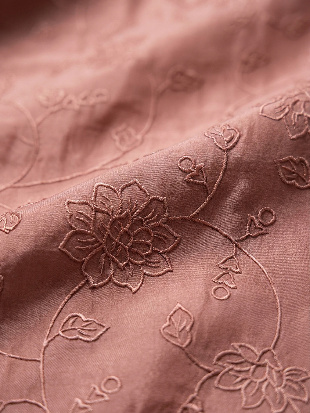 Peach Embroidery Chanderi Unstitched Dress Material