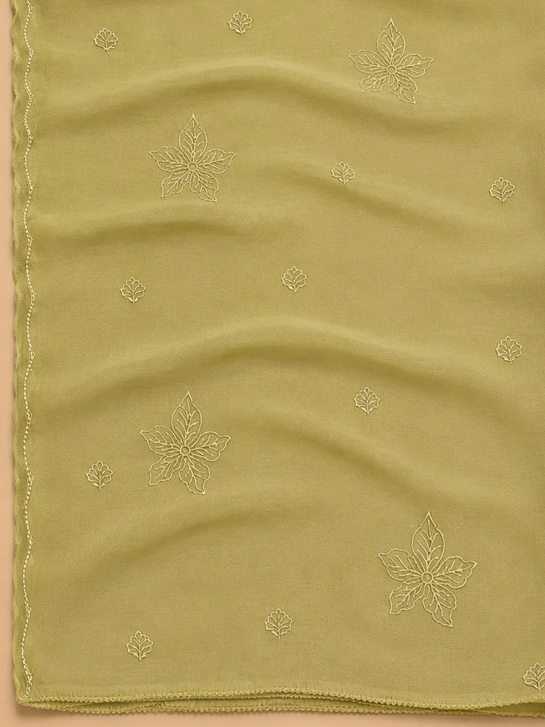 Mehndi Embroidery Chanderi Unstitched Dress Material