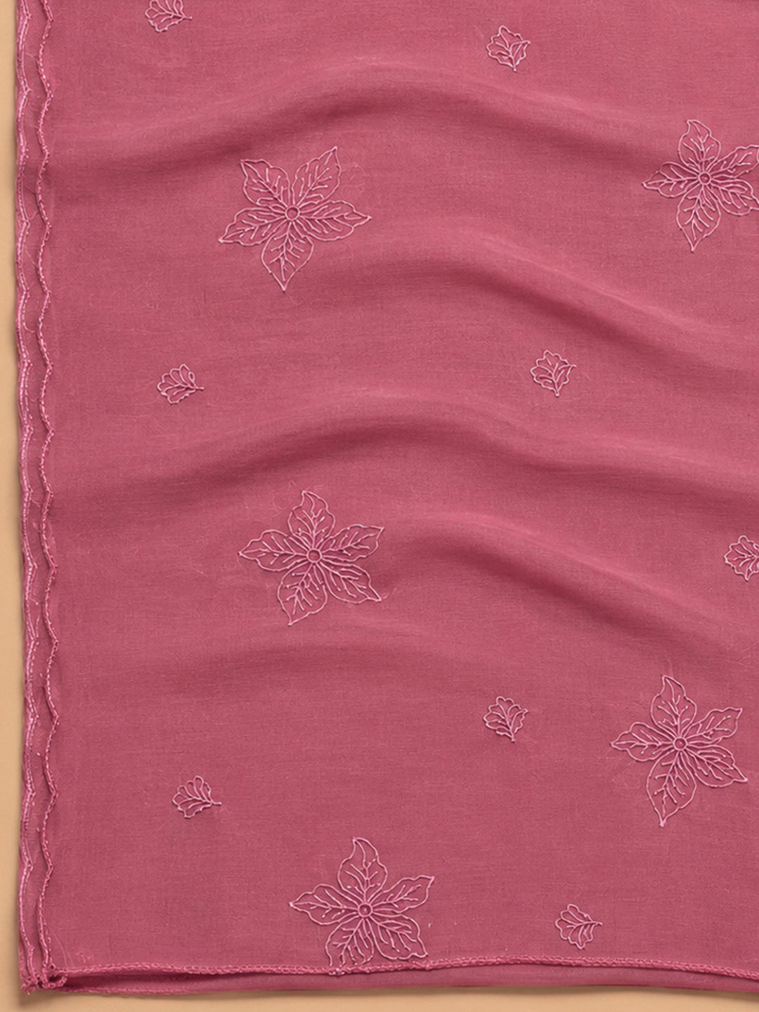 Onion Pink Embroidery Chanderi Unstitched Dress Material