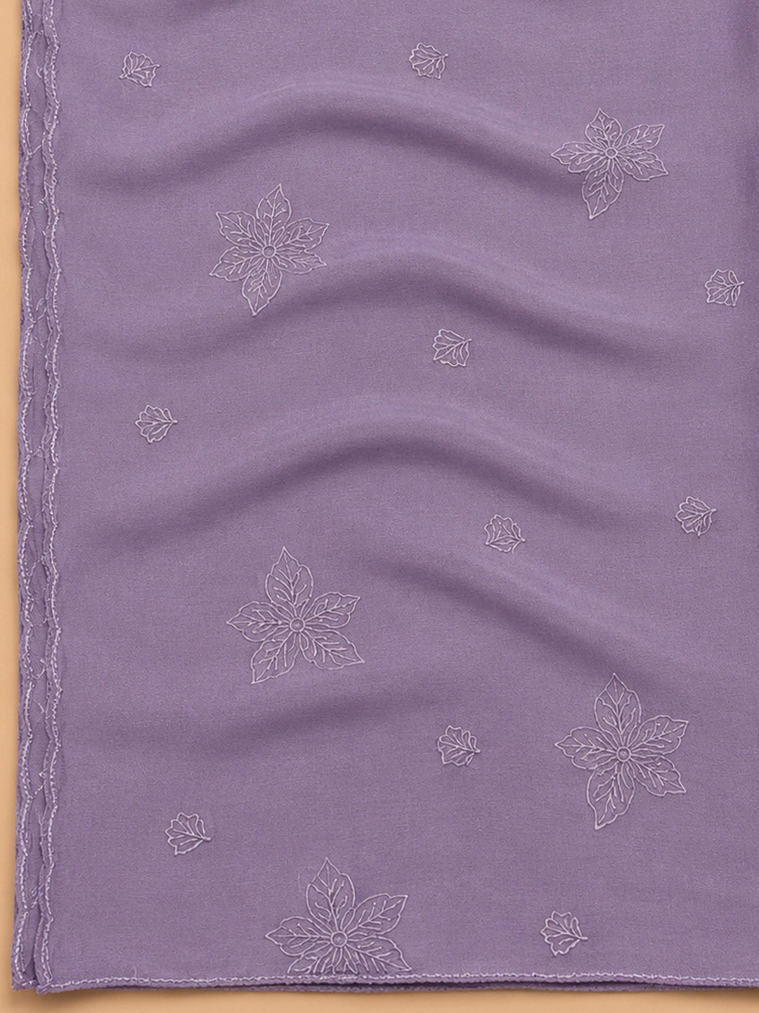 Purple Embroidery Chanderi Unstitched Dress Material