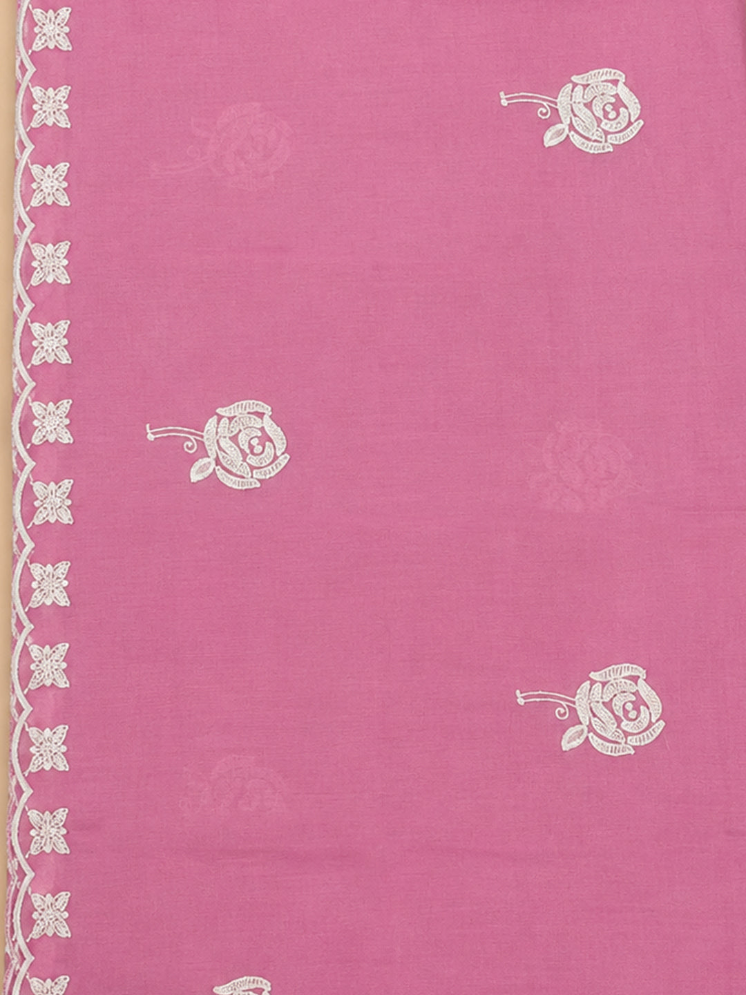 Pink Embroidery Chanderi Unstitched Dress Material