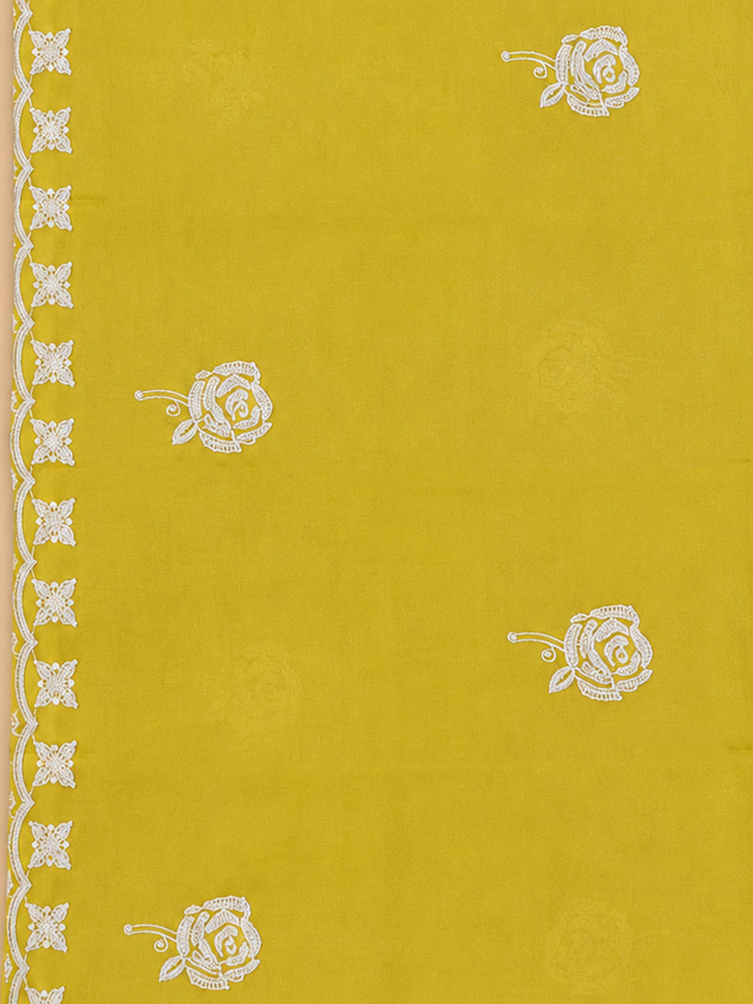 Yellow Embroidery Chanderi Unstitched Dress Material