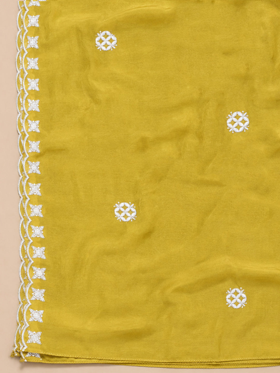Lemon Embroidery Chanderi Unstitched Dress Material