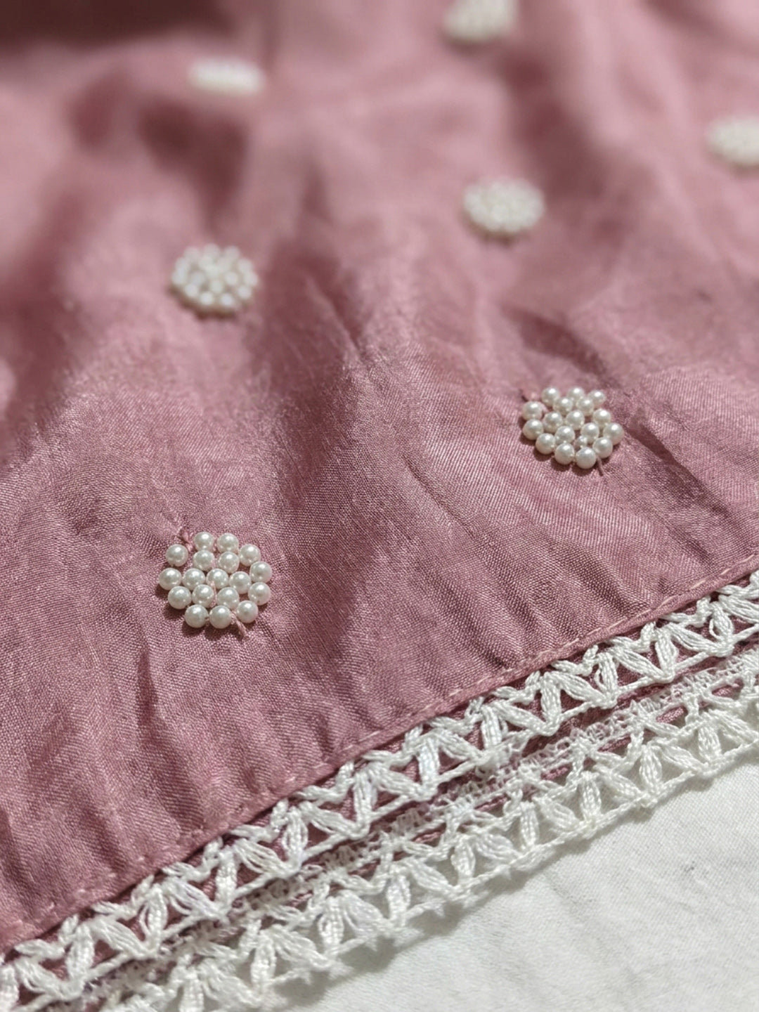Onion Pink Embroidery Chanderi Unstitched Dress Material