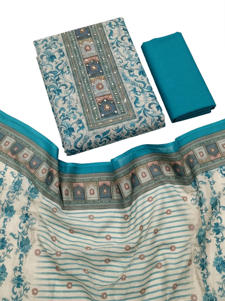 Firozee Printed Chanderi Unstitched Dress Material