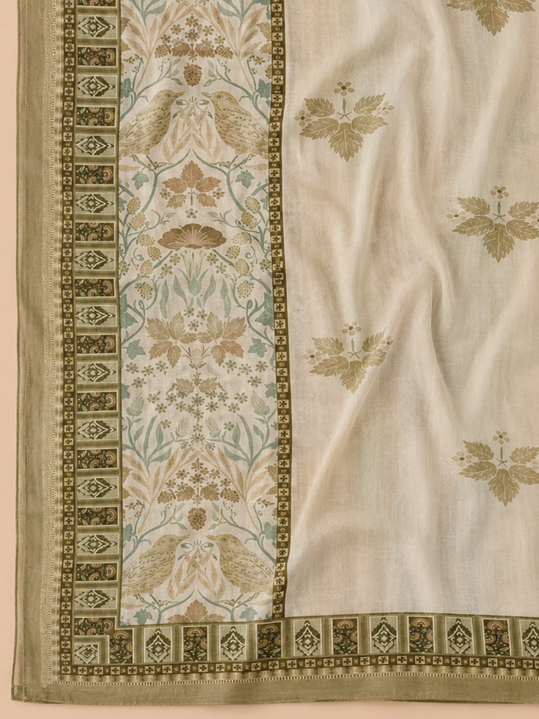 Mehndi Printed Chanderi Unstitched Dress Material