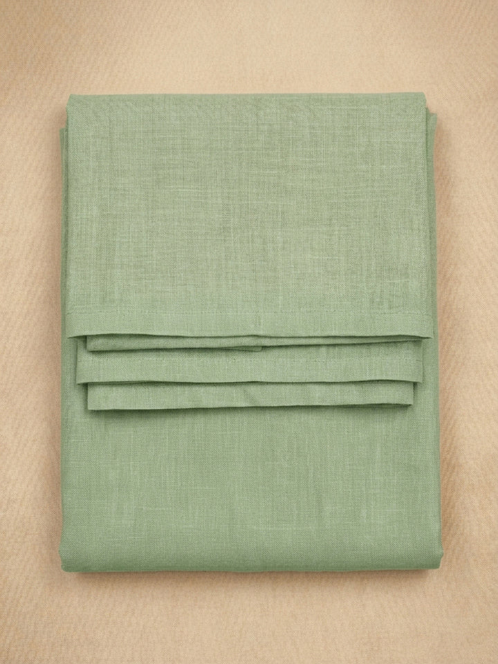 Pista Green Printed Linen Blend Unstitched Suit &amp; Pant With Linen Dupatta