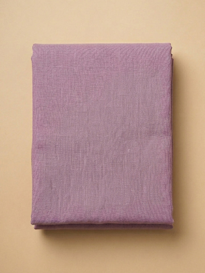 Purple Printed Linen Blend Unstitched Suit &amp; Pant With Linen Dupatta