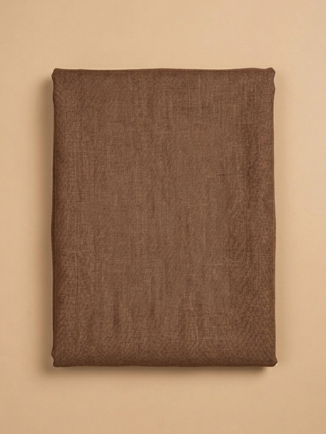 Brown Embroidered Linen Blend Unstitched Suit &amp; Pant With Linen Dupatta