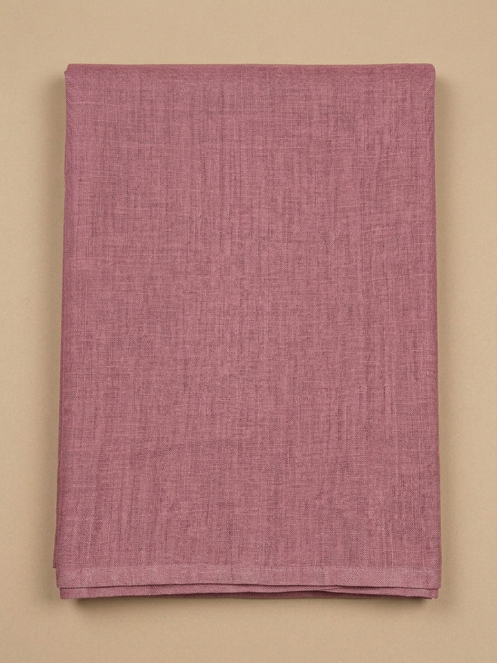 Onion Pink Embroidered Linen Blend Unstitched Suit &amp; Pant With Linen Dupatta