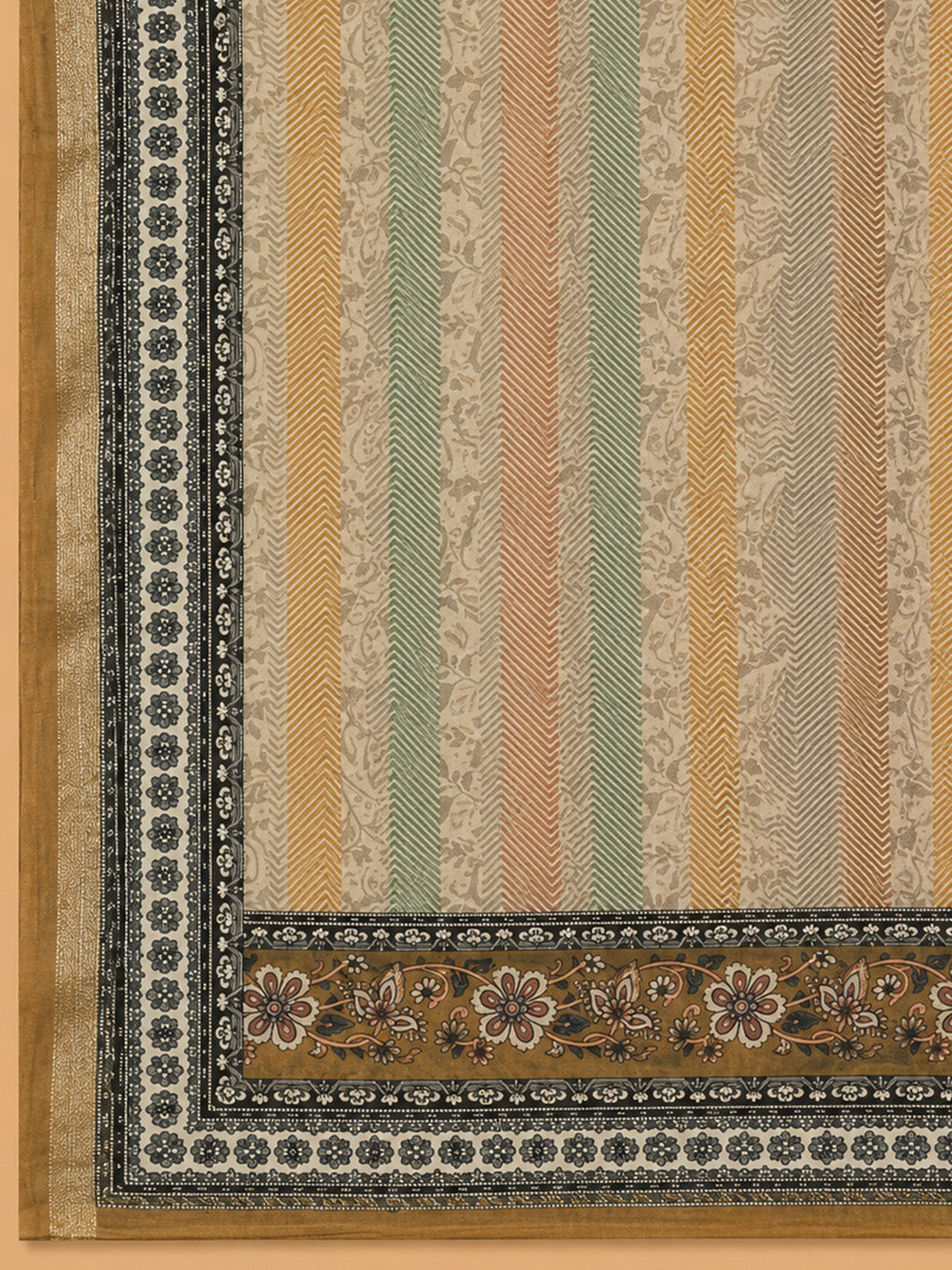 Rust Printed Chanderi Unstitched Dress Material