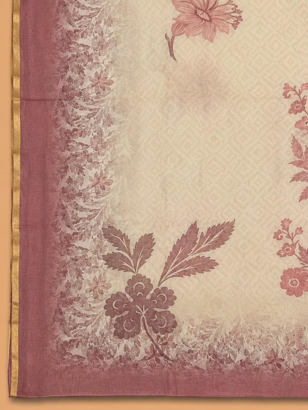 Onion Pink Printed Linen Blend Unstitched Dress Material