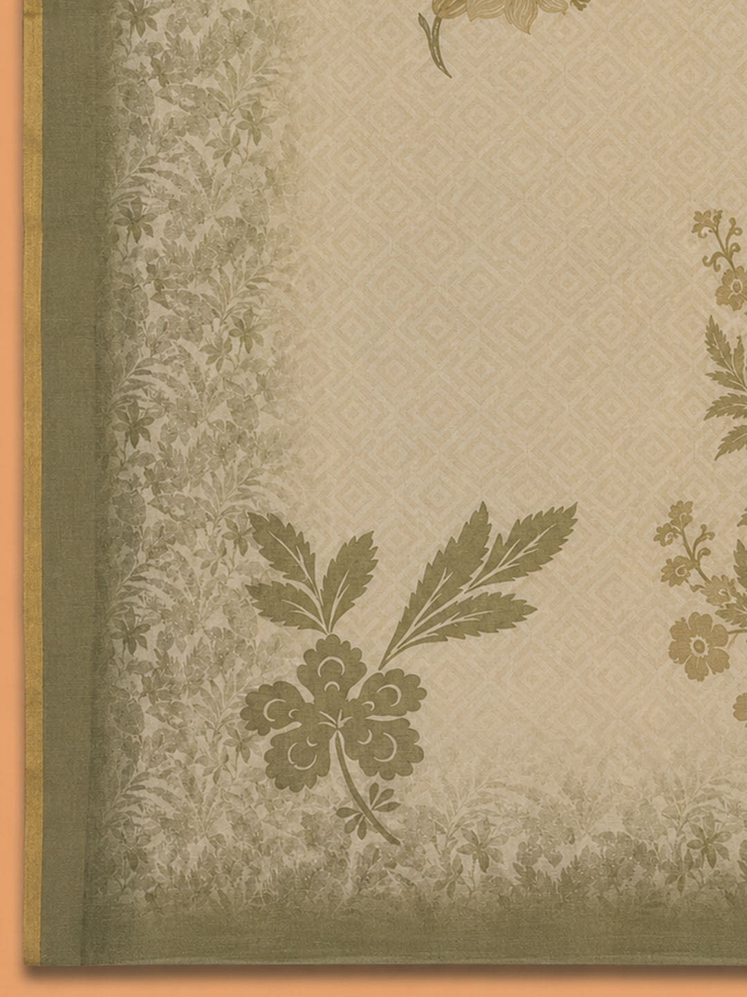 Pista Green Printed Linen Blend Unstitched Dress Material