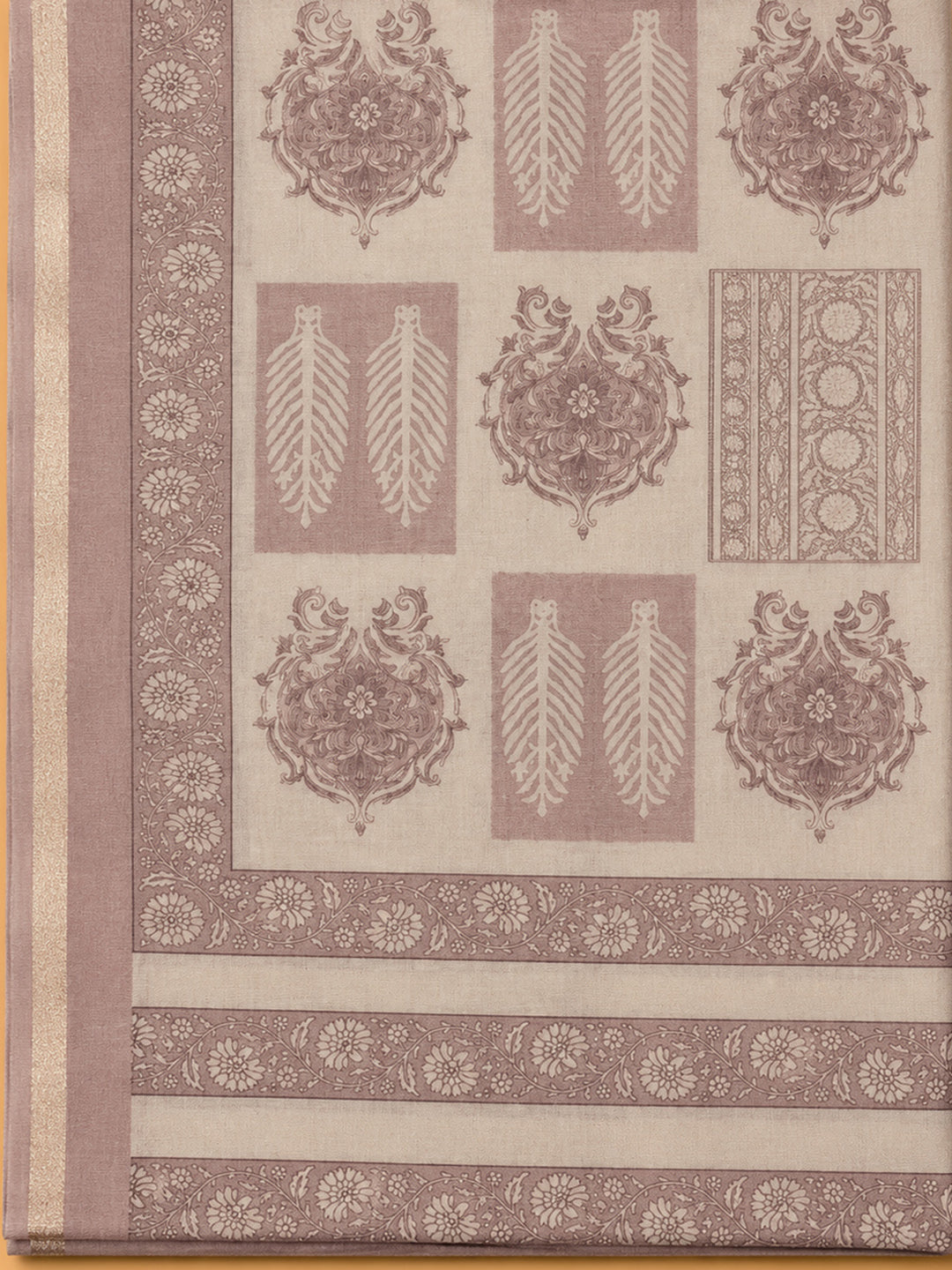 Peach Printed Chanderi Unstitched Dress Material