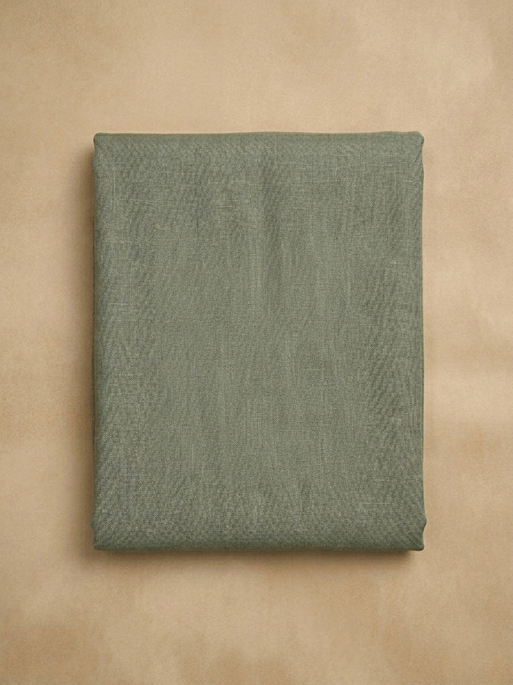 Green Printed Linen Blend Unstitched Dress Material