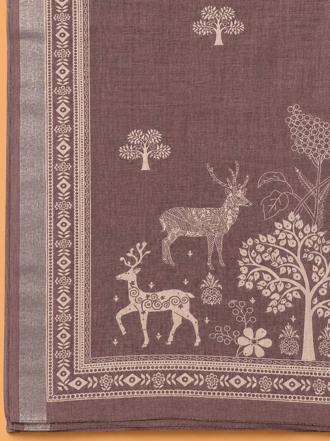 Onion Pink Printed Linen Blend Unstitched Dress Material