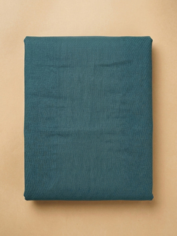 Blue Printed Linen Blend Unstitched Dress Material