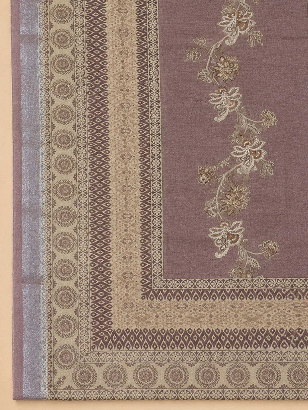 Onion Pink Printed Linen Blend Unstitched Dress Material